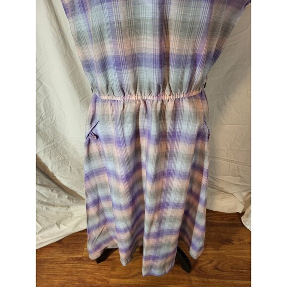Vintage Miss Joni Pastel Plaid Size 14 70s Dress - Picture 3 of 6